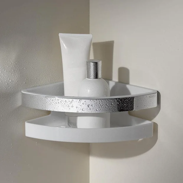 Keuco Moll Corner Shower Basket - Chrome/White 4 Keuco Moll Corner Shower Basket - Chrome/White - Image 2