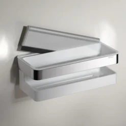 Keuco Moll Shower Basket With Integrated Squeegee - Chrome/White -Bathroom Accessories 12759010000 d1