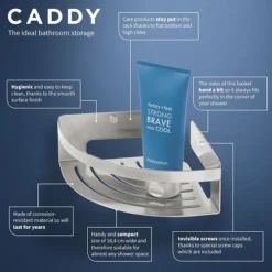 Tiger Caddy Small Corner Shower Basket - Brushed Stainless Steel -Bathroom Accessories 1400430946 d1