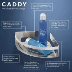 Tiger Caddy Large Corner Shower Basket - Brushed Stainless Steel -Bathroom Accessories 1400630946 d1