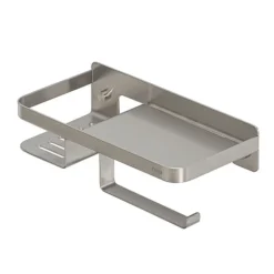 Tiger Caddy Toilet Roll Holder With Shelf - Brushed Stainless Steel -Bathroom Accessories 1401430946 d3