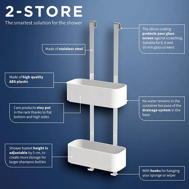 Tiger 2-Store Hanging Shower Rack - White 5 Tiger 2-Store Hanging Shower Rack - White - Image 3