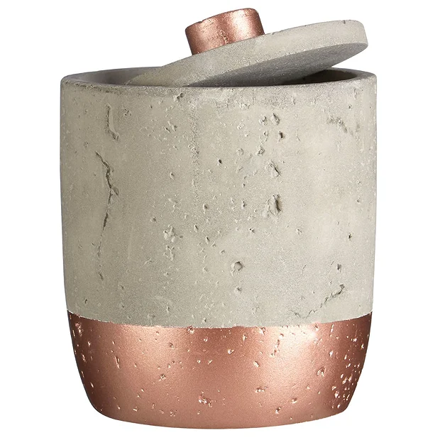 Neptune 400ml Cotton Jar With Lid - Concrete & Copper 5 Neptune 400ml Cotton Jar With Lid - Concrete & Copper - Image 3