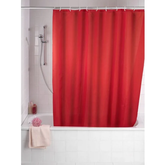 Wenko Plain Red Polyester Shower Curtain - W1800 X H2000mm 3 Wenko Plain Red Polyester Shower Curtain - W1800 X H2000mm