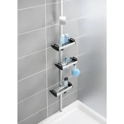 Wenko Line Telescopic 3-Tier Corner Shelf Storage -Bathroom Accessories 22828100 d1n