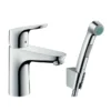 Hansgrohe Focus Single Lever Basin Mixer 100 With Bidet Spray And 160cm Shower Hose -Bathroom Accessories 31927000 l