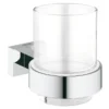 Grohe Essentials Cube Glass Tumbler With Holder -Bathroom Accessories 40755001 l