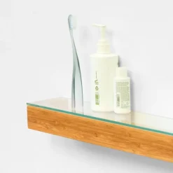 550mm Glass Shelf Bamboo -Bathroom Accessories 50gsbb d2