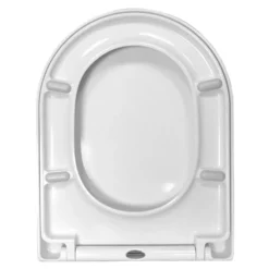 Euroshowers ONE Seat Long Elongated D-Shape Soft Close Toilet Seat - White -Bathroom Accessories 80410nd1