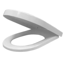 Euroshowers ONE Seat Long Elongated D-Shape Soft Close Toilet Seat - White -Bathroom Accessories 80410nd2