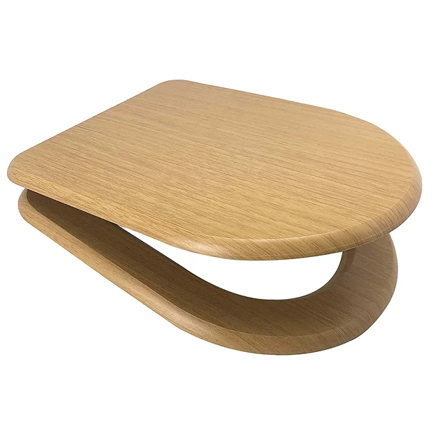 Euroshowers Oak D Shaped Soft Closing MDF Toilet Seat 4 Euroshowers Oak D Shaped Soft Closing MDF Toilet Seat - Image 2