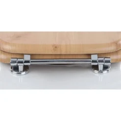 Euroshowers Walnut MDF Toilet Seat With Chrome Bar Hinges