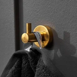 Miller Bond Polished Untreated Brass Single Hook -Bathroom Accessories 8722mp d2