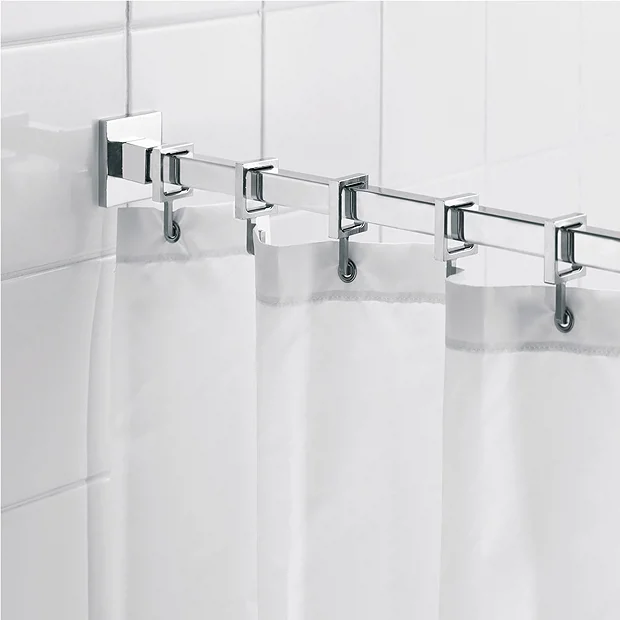 Croydex Contemporary Luxury Chrome Square Shower Curtain Rod 4 Croydex Contemporary Luxury Chrome Square Shower Curtain Rod - Image 2