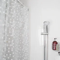 Croydex Silver Mosaic PVC Shower Curtain W1800 X H1800mm -Bathroom Accessories ae543440ai1