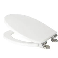 Croydex Anti-Bacterial Thermoset Toilet Seat With Slow-Close Easy-Fit Hinge - Gloss White