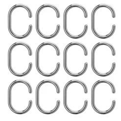 Croydex 12 C-Type Shower Curtain Rings - Chrome -Bathroom Accessories ak142141ai1