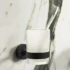 Arezzo Frosted Glass Tumbler + Matt Black Holder -Bathroom Accessories azb321nd1