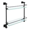 Arezzo Matt Black Modern Double Glass Shelf -Bathroom Accessories azb43 d3n
