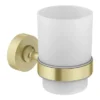Arezzo Frosted Glass Tumbler + Brushed Brass Holder -Bathroom Accessories azbb321 d2