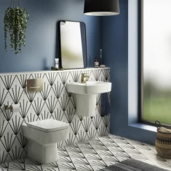 Arezzo Compact Concealed Cistern With Brushed Brass Flush Plate - Square Buttons