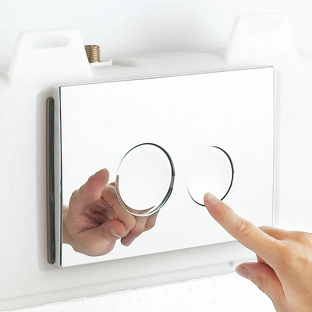 Arezzo Compact Concealed Cistern With Polished Chrome Flush Plate - Square Buttons 7 Arezzo Compact Concealed Cistern With Polished Chrome Flush Plate - Square Buttons - Image 5