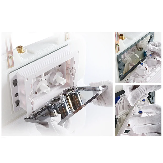 Arezzo Compact Concealed Cistern With Polished Chrome Flush Plate - Square Buttons 8 Arezzo Compact Concealed Cistern With Polished Chrome Flush Plate - Square Buttons - Image 6