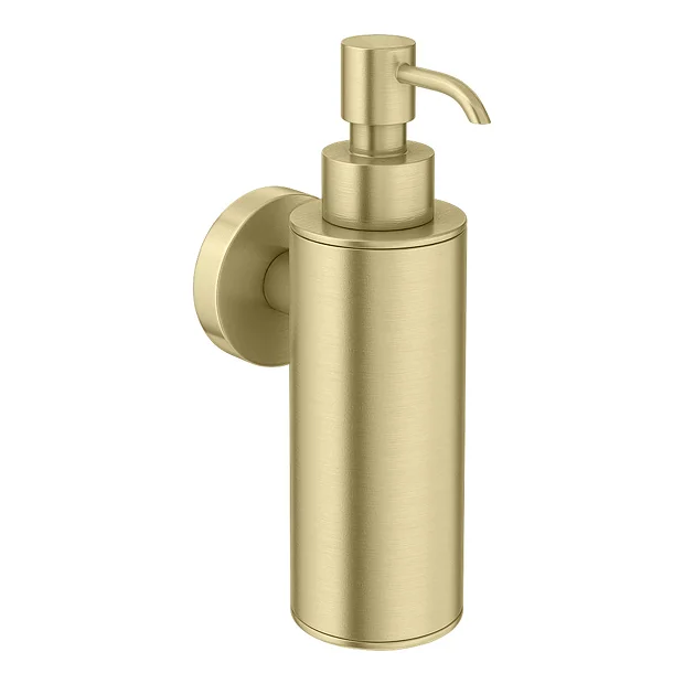 Arezzo Brushed Brass Round Wall Mounted Soap Dispenser 4 Arezzo Brushed Brass Round Wall Mounted Soap Dispenser - Image 2