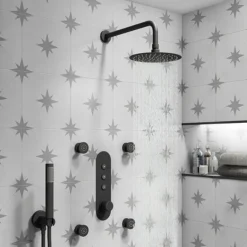 Arezzo Matt Black Body Jet - 1 X Slim Round Jet -Bathroom Accessories azrdjb d4