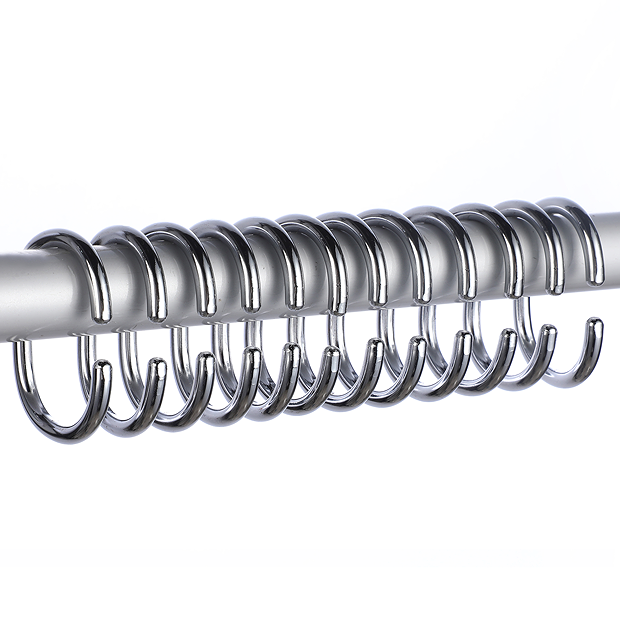 Arezzo C-Type Shower Curtain Rings (Pack Of 12) Chrome 4 Arezzo C-Type Shower Curtain Rings (Pack Of 12) Chrome - Image 2