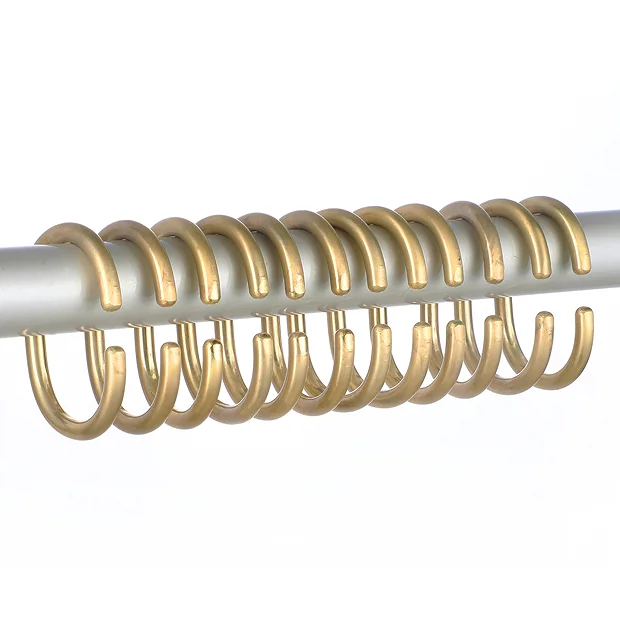 Arezzo C-Type Shower Curtain Rings (Pack Of 12) Brushed Brass 4 Arezzo C-Type Shower Curtain Rings (Pack Of 12) Brushed Brass - Image 2