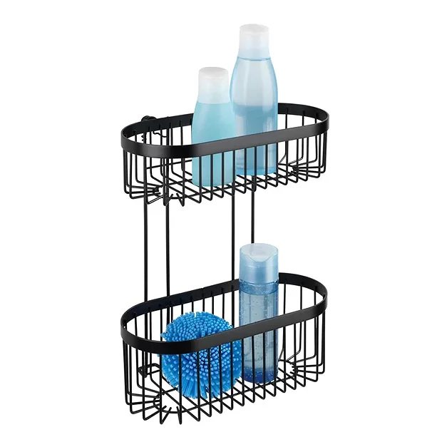 Black 2-Tier Wire Shower Basket 6 Black 2-Tier Wire Shower Basket - Image 4
