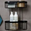 Black 2-Tier Wire Shower Basket
