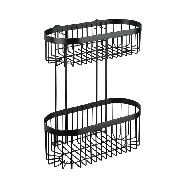 Black 2-Tier Wire Shower Basket 4 Black 2-Tier Wire Shower Basket - Image 2