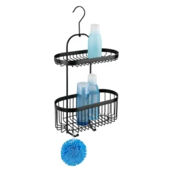 Black 2-Tier Hanging Shower Caddy 9 Black 2-Tier Hanging Shower Caddy -Bathroom Accessories blkcad d2
