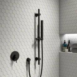 Arezzo Matt Black Round Elbow For Concealed Showers