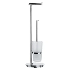 Smedbo Outline Lite Round Freestanding Toilet Brush And Roll Holder