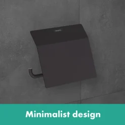 Hansgrohe AddStoris Matt Black Toilet Roll Holder With Cover -Bathroom Accessories lifestyle ltrc blk