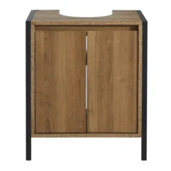 Milan Industrial Matt Black Framed Under Basin Cabinet - Wood Effect 10 Milan Industrial Matt Black Framed Under Basin Cabinet - Wood Effect -Bathroom Accessories mil351md2