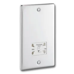 Polished Chrome Dual Voltage Shaver Socket With White Insert