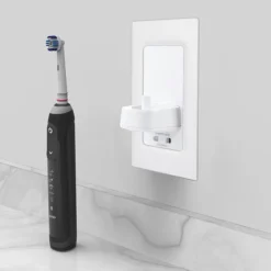 Proofvision Oral-B In Wall Electric Toothbrush Charger With Shaver Socket - White Plastic