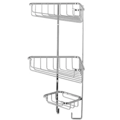 Croydex Corner Shower Storage Basket Chrome - 3 Tier -Bathroom Accessories qm262841ai1