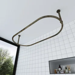 Chatsworth Traditional 1500 X 700mm Antique Brass Oval Shower Curtain Rail -Bathroom Accessories rg007ab l