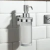 Smedbo House - Polished Chrome Holder With Frosted Glass Soap Dispenser 1 Smedbo House - Polished Chrome Holder With Frosted Glass Soap Dispenser -Bathroom Accessories rk369 d1n