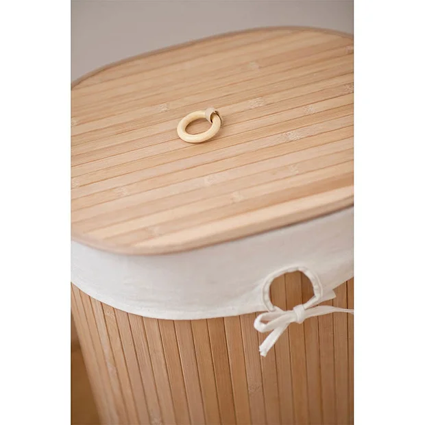 Saroma Oval Bamboo Laundry Hamper - Natural 3 Saroma Oval Bamboo Laundry Hamper - Natural