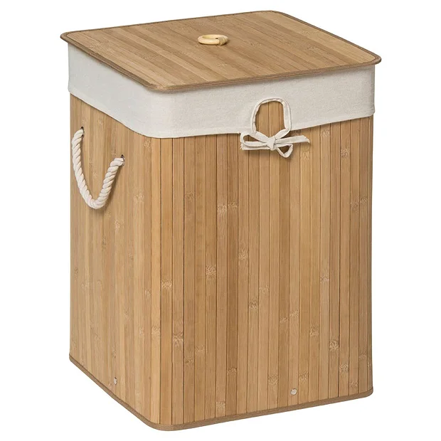Saroma Square Bamboo Laundry Hamper - Natural 4 Saroma Square Bamboo Laundry Hamper - Natural - Image 2