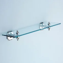 Silverdale Luxury Victorian Glass Shelf (495mm Wide - Chrome)