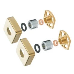 Arezzo Square Easy Fix Bar Shower Fixing Bracket Brushed Brass