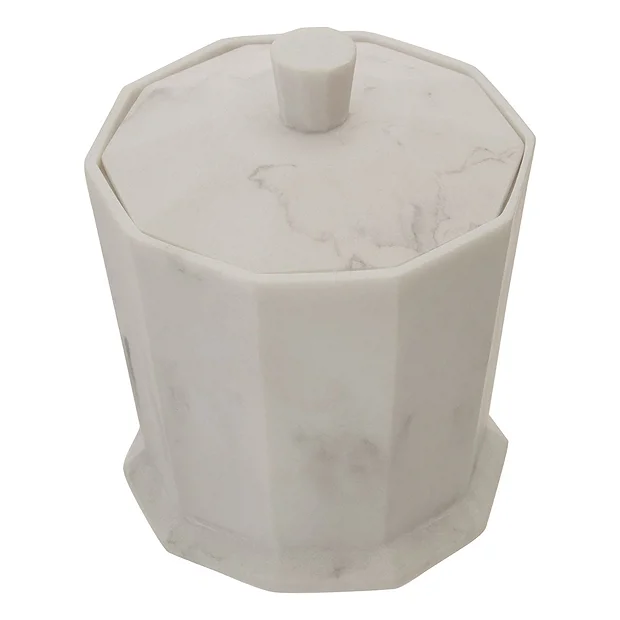 Trafalgar Grey Marble Effect Polyresin Cotton Jar With Lid 3 Trafalgar Grey Marble Effect Polyresin Cotton Jar With Lid