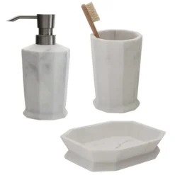Trafalgar Grey Marble Effect Polyresin Bathroom Accessories Set